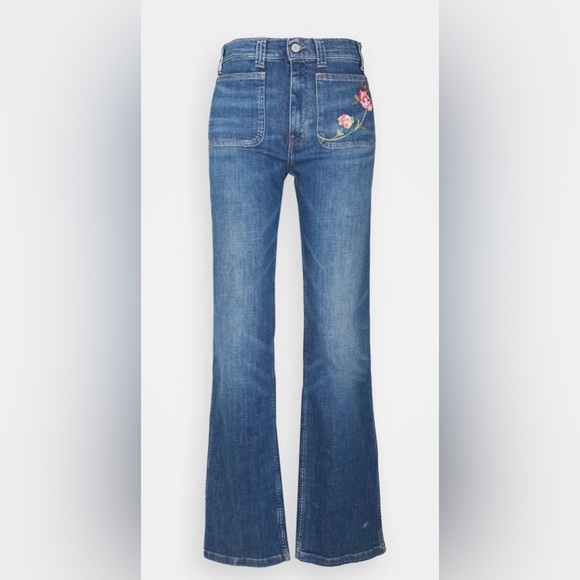 Polo Ralph Lauren Embroidered Floral Flare Denim Jeans Size 29